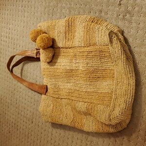 Mar Y Sol Cream and tan striped neutral beach tote